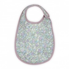 Baby bib big purple and green flower 