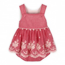 2 in 1 dress bb red embroidered checks