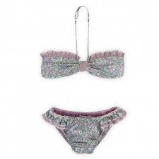 2 pcs swimwear big purple and green flower