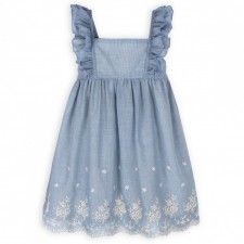 Dress blue embroidered cotton
