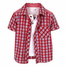 2 in 1 shirt baby blue and red checked