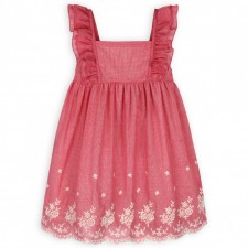 Dress red embroidered cotton