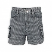 Short baby blue denim stripe cotton